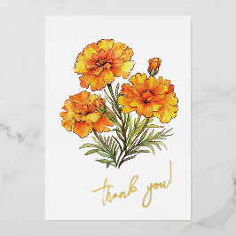 Marigold Blume "Danke!" bearbeitbar Folien Feiertagskarte