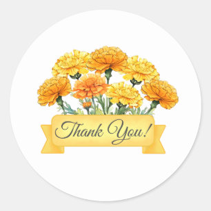 Marigold Blume Floral Vielen Dank Runder Aufkleber