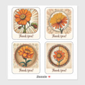 Marigold Blume Groovy Retro Personalisiert Aufkleber (Blatt)