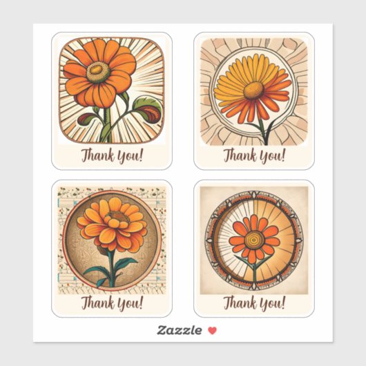 Marigold Blume Groovy Retro Personalisiert Aufkleber (Blatt)