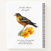 Marigold-Blume im Oktober und Bird Birth Notizblock (Rückseite)