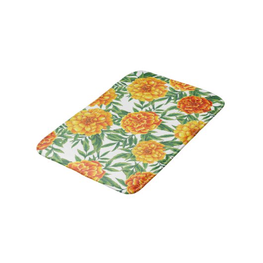 Marigold Blume Pattern Badematte (Schrägansicht)