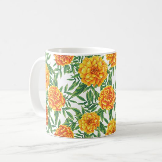 Marigold Blume Pattern Kaffeetasse (Vorderseite Links)