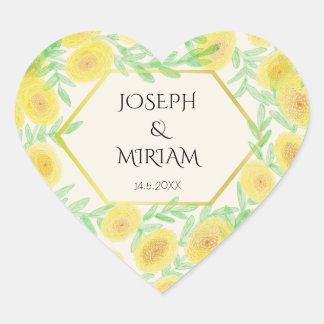 Marigold-Blume rahmen Herbstaufkleber für Hochzeit Herz-Aufkleber