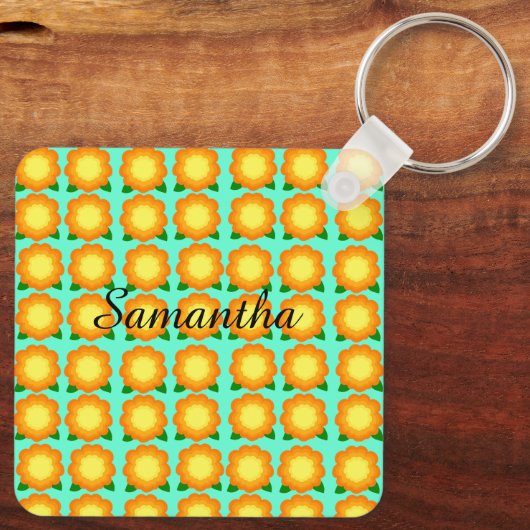 Marigold Blume Schlüsselanhänger (Rückseite)