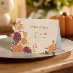 Marigold Border Rustic Boho Herbstblumenhochzeit Dankeskarte