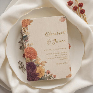Marigold Border Rustic Boho Herbstblumenhochzeit Einladung