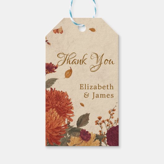 Marigold Border Rustic Boho Herbstblumenhochzeit Geschenkanhänger (Vorderseite)