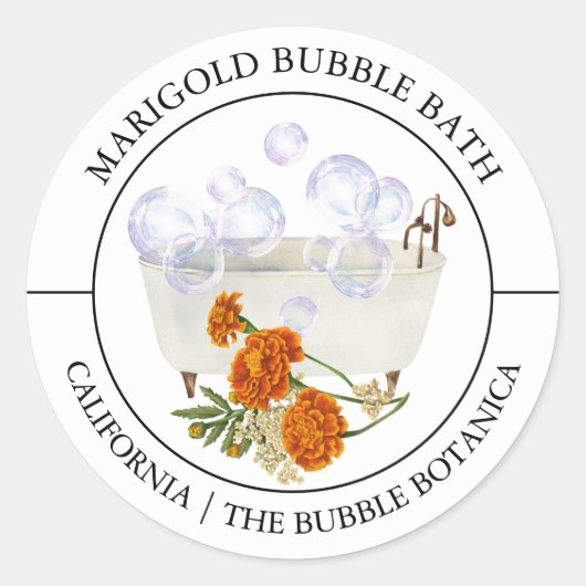 Marigold Bubble Bath-Label Runder Aufkleber (Vorderseite)