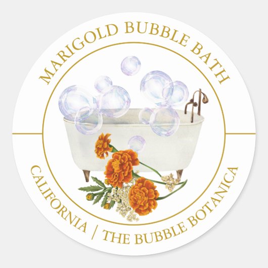 Marigold Bubble Bath-Label Runder Aufkleber (Vorderseite)