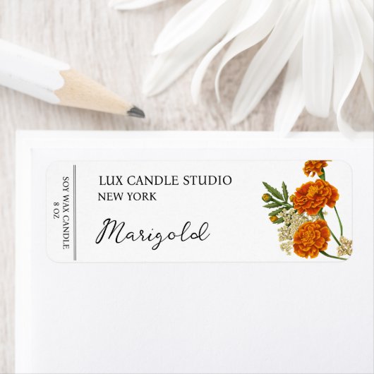 Marigold Candle Label (Insitu)