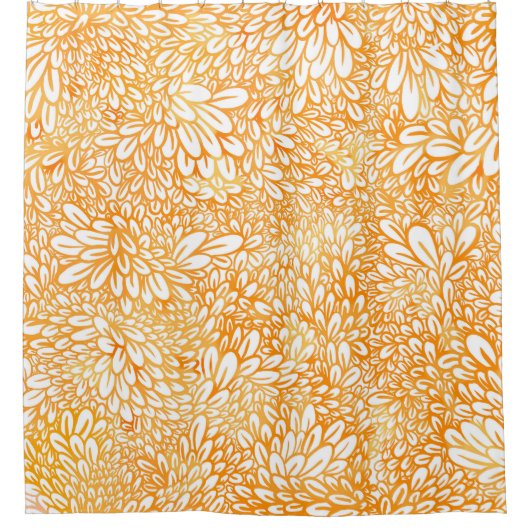 Marigold Floral: Einfaches Orangenmuster Duschvorhang (Vorderseite)