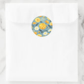 Marigold Floral Pattern Runder Aufkleber (Tasche)