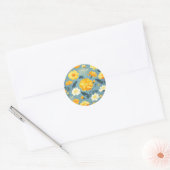 Marigold Floral Pattern Runder Aufkleber (Umschlag)
