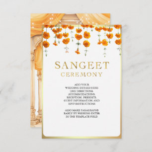 Marigold Floral South Indian Wedding Sangeet Begleitkarte