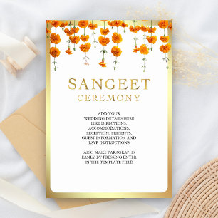 Marigold Floral South Indian Wedding Sangeet Begleitkarte