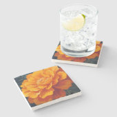 Marigold Flower | Watercolor Floral Painting Steinuntersetzer (Seitenansicht)