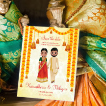 Marigold Garlands bells Tamil Telugu Save the Date