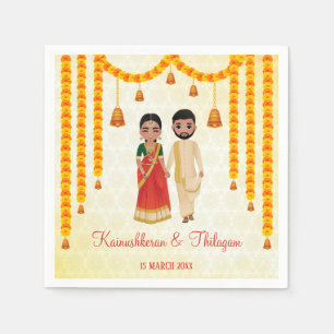 Marigold Garlands Glocken mit Tamil Telugu Hochzei Serviette