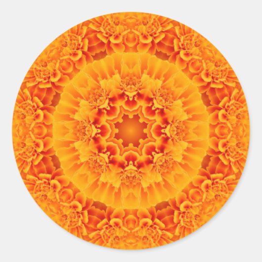 Marigold Mandala Runder Aufkleber (Vorderseite)