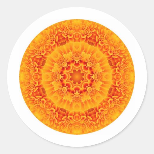 Marigold Mandala Runder Aufkleber (Vorderseite)