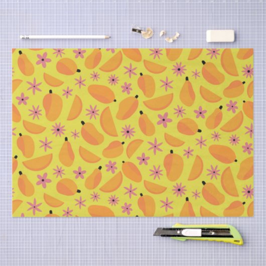 Marigold Mango Frucht und Blume Muster Seidenpapier (Handwerk)