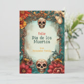 🎉 Marigold Memoir Día de Muertos Card (Stehend Vorderseite)