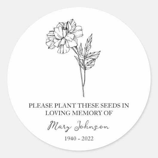 Marigold Memorial Beerdigung Seed Packet Runder Aufkleber (Vorderseite)