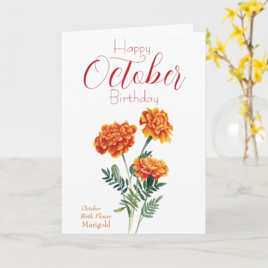 Marigold Oktober Blume Geburtstag Karte (Gelbe Blume)