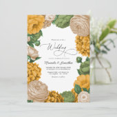 Marigold, Olive & Warm Cream Floral Wedding Einladung (Stehend Vorderseite)