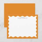 Marigold Orange Wavy Frame Note Card Einladung (Vorne/Hinten)