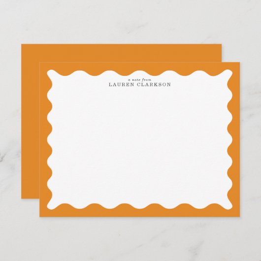 Marigold Orange Wavy Frame Note Card Einladung (Vorne/Hinten)