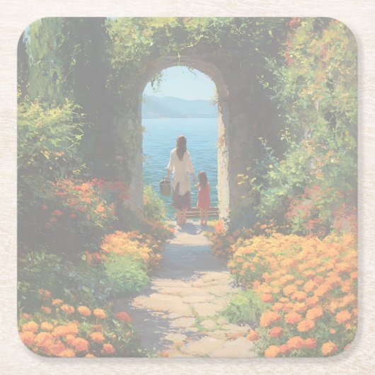Marigold Path to the Sea | Acrylic Rechteckiger Pappuntersetzer (Vorderseite)