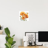 Marigold Print, orange Blume Kunst, Kunst Poster (Heimbüro)