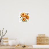 Marigold Print, orange Blume Kunst, Kunst Poster (Küche)