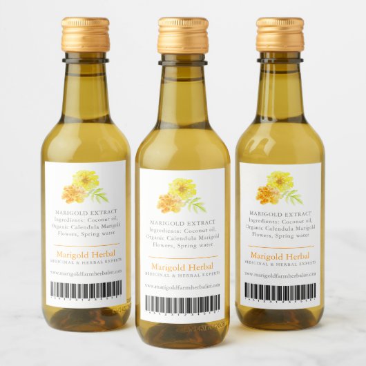 Marigold product inhalts and Strichcode label Weinetikett (Flaschen)