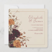 Marigold Rustic Boho Herbstblütenhochzeit Einladung (Vorderseite)