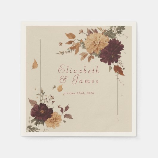 Marigold Rustic Boho Herbstblütenhochzeit Serviette (Vorderseite)