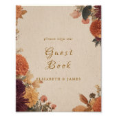Marigold Rustic Floral Wedding Guest Book Sign Fotodruck (Vorne)