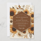 Marigold Rustic Sunflower Wedding Einladung (Vorderseite)