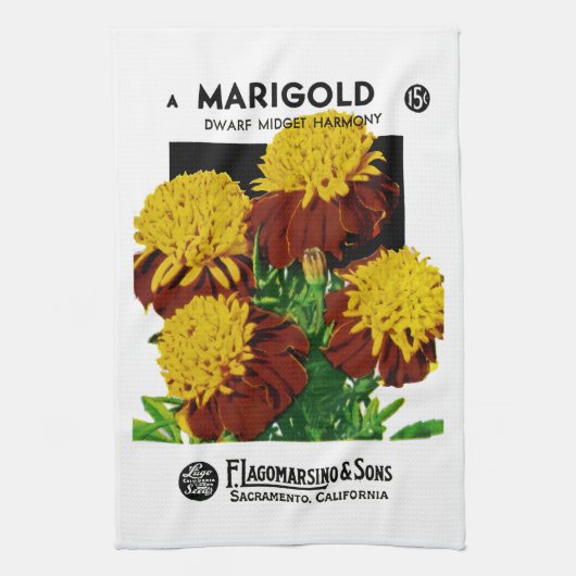 Marigold Seed Packet Label Küchentuch (Vertikal)