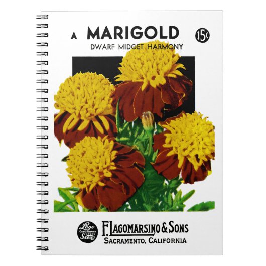 Marigold Seed Packet Label Notizblock (Vorderseite)