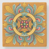 Marigold Viktorianisch Tile Design Steinuntersetzer (Vorderseite)