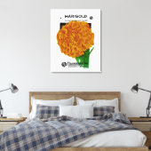 Marigold Vintag Seed Packet Leinwanddruck (Insitu (Schlafzimmer))
