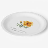 Marigold Wedding Elegant Floral Fall Pappteller (Schrägansicht)