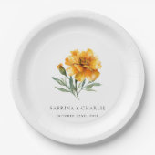 Marigold Wedding Elegant Floral Fall Pappteller (Vorderseite)