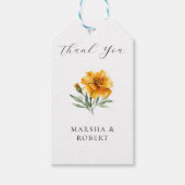 Marigold Wedding Elegant Watercolor Floral Yellow Geschenkanhänger (Vorderseite)