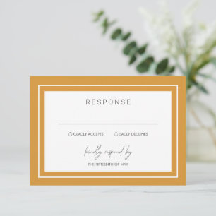 Marigold Yellow Bold Border Moderne Hochzeit RSVP Karte