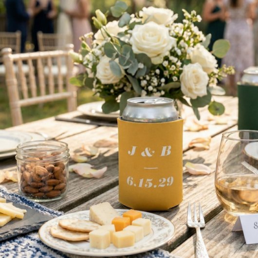 Marigold Yellow Bold Italic Monogram Wedding Favor Dosenkühler