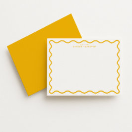 Marigold Yellow Modern Wavy Border Note Card Einladung